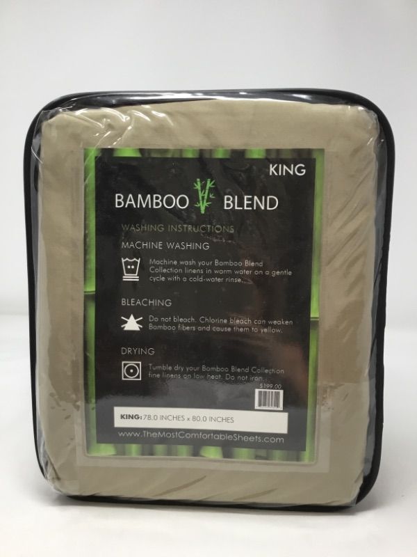 Photo 2 of KING BAMBOO BLEND SHEET SET 4 PIECES 1 FITTED SHEET 1 FLAT SHEET 2 PILLOW CASES ANTIBACTERIAL HYPOALLERGENIC NEW 