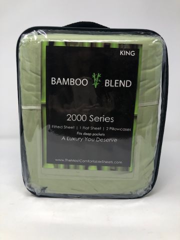 Photo 1 of KING BAMBOO BLEND SHEET SET 4 PIECES 1 FITTED SHEET 1 FLAT SHEET 2 PILLOW CASES ANTIBACTERIAL HYPOALLERGENIC NEW 