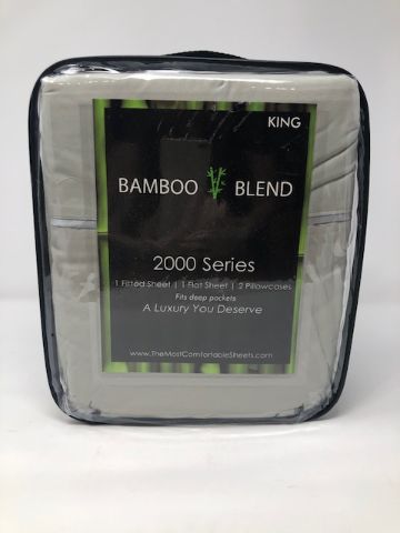 Photo 1 of KING BAMBOO BLEND SHEET SET 4 PIECES 1 FITTED SHEET 1 FLAT SHEET 2 PILLOW CASES ANTIBACTERIAL HYPOALLERGENIC NEW 