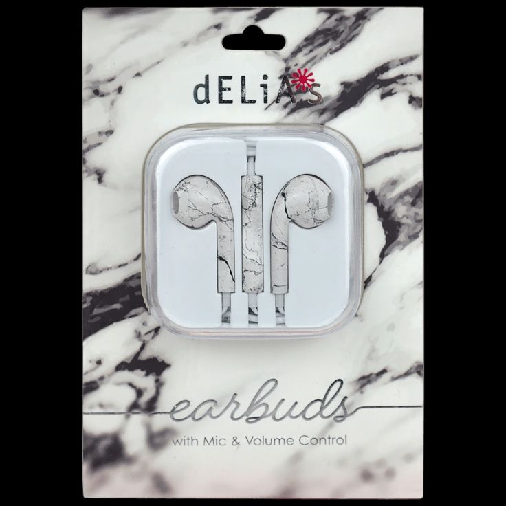 Photo 1 of WHITE MARBLE EARBUDS UNIVERSAL AUX 3.5 BUILT IN MICROPHONE SEND END AND MUTE BUTTONS NEW