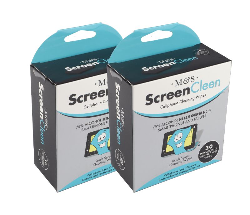 Photo 1 of 2PACK CELLPHONE CLEANING WIPES QUANTITY 30 KILLS ALL BACTERIA AND LEAVES THE PHONE NEW LOOKING NEW 