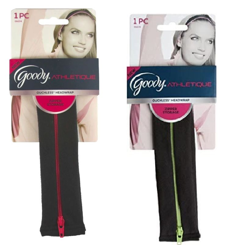Photo 1 of 2 PACK GOODY HEADBANDS WITH ZIPPER TO KEEP ANY SMALL ITEM SECURE NEW