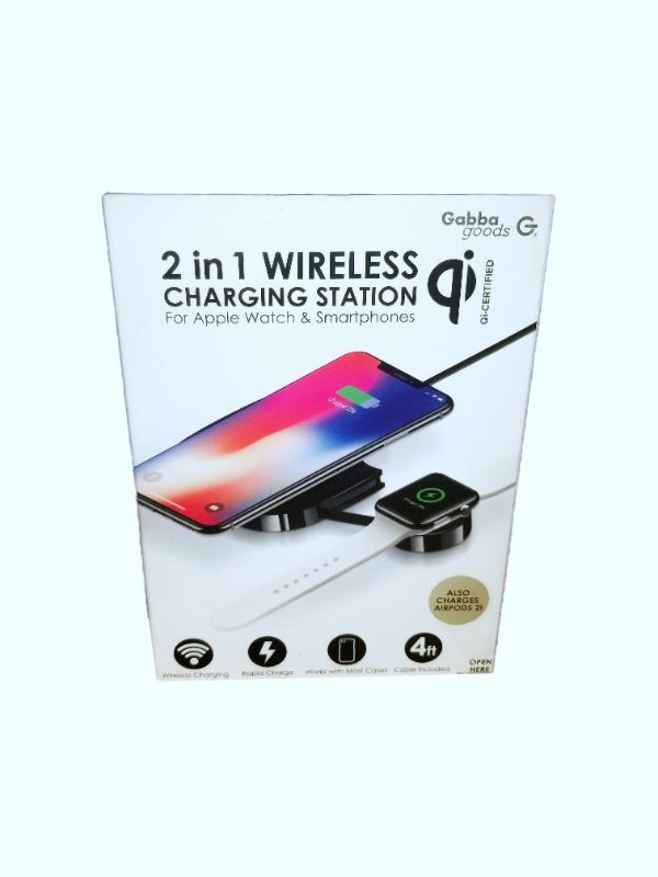 Photo 2 of 2 IN 1 WHITE WIRELESS CHARGING STATION FOR SMARTPHONES AIRPODS WATCHES AND ANY WIRELESS DEVICE 4FT CORD NEW 