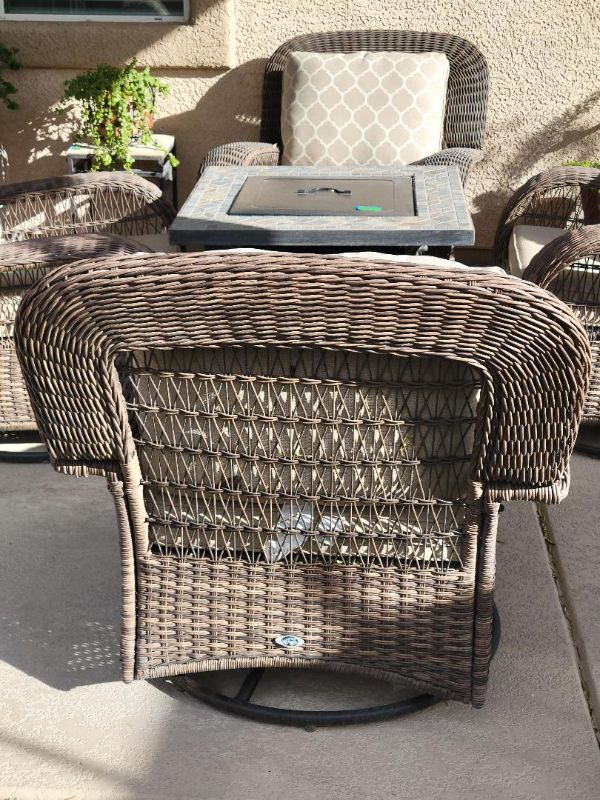 Photo 6 of 5 PIECE PATIO SET (FIREPIT TABLE 30" X H25" & RATTAN ROCKING CHAIRS)