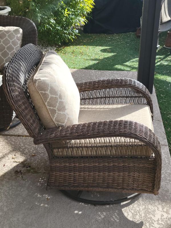 Photo 5 of 5 PIECE PATIO SET (FIREPIT TABLE 30" X H25" & RATTAN ROCKING CHAIRS)