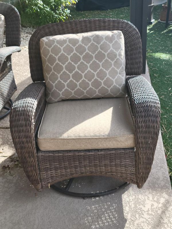 Photo 4 of 5 PIECE PATIO SET (FIREPIT TABLE 30" X H25" & RATTAN ROCKING CHAIRS)