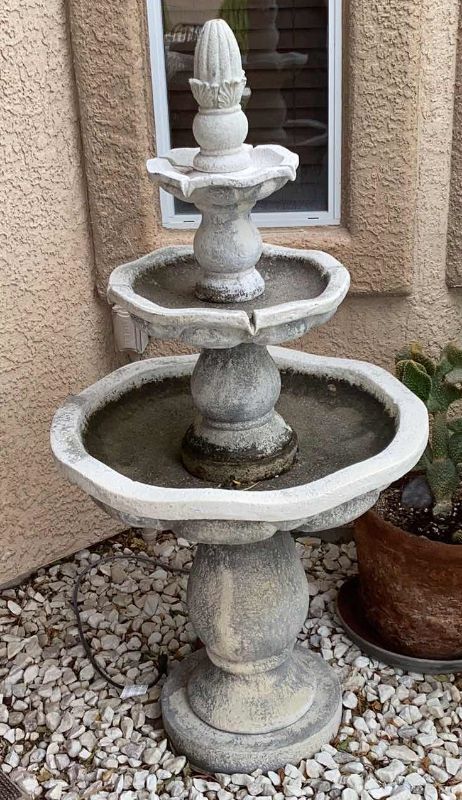 Photo 3 of RESIN 3 TIER FOUNTAIN TESTED 29" X H60"