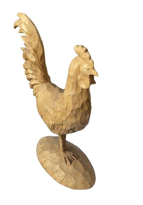Photo 2 of HAND CARVED WOODEN ROOSTER 12" X H18"