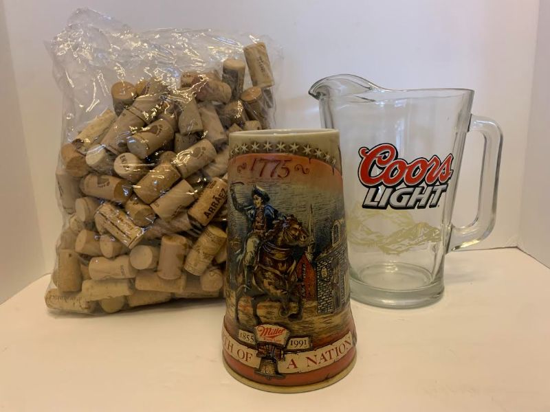 Photo 1 of COORS PITCHER, CORKS AND BEER STEIN