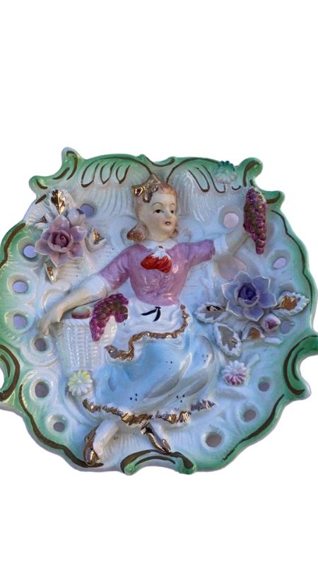 Photo 2 of 2 PIECES PORCELAIN BOY AND GIRL WALL HANGING PLAQUES H7"