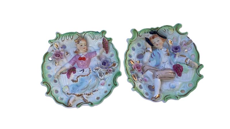 Photo 4 of 2 PIECES PORCELAIN BOY AND GIRL WALL HANGING PLAQUES H7"