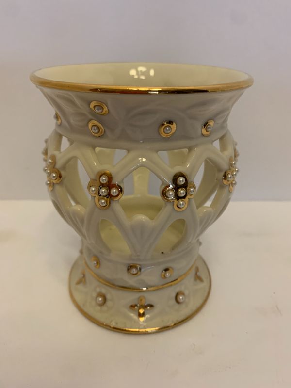Photo 3 of LENOX ILLUMINATIONS CANDLE HOLDER H5" & ORNAMENT, ADIS 24K GOLD MADE IN GREECE TRINKT BOX 5" WIDE