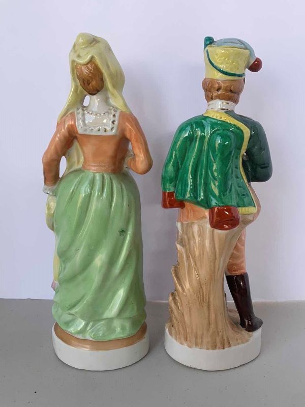 Photo 4 of TWO 10” HANDPAINTED 
PORCELAIN FIGURINES