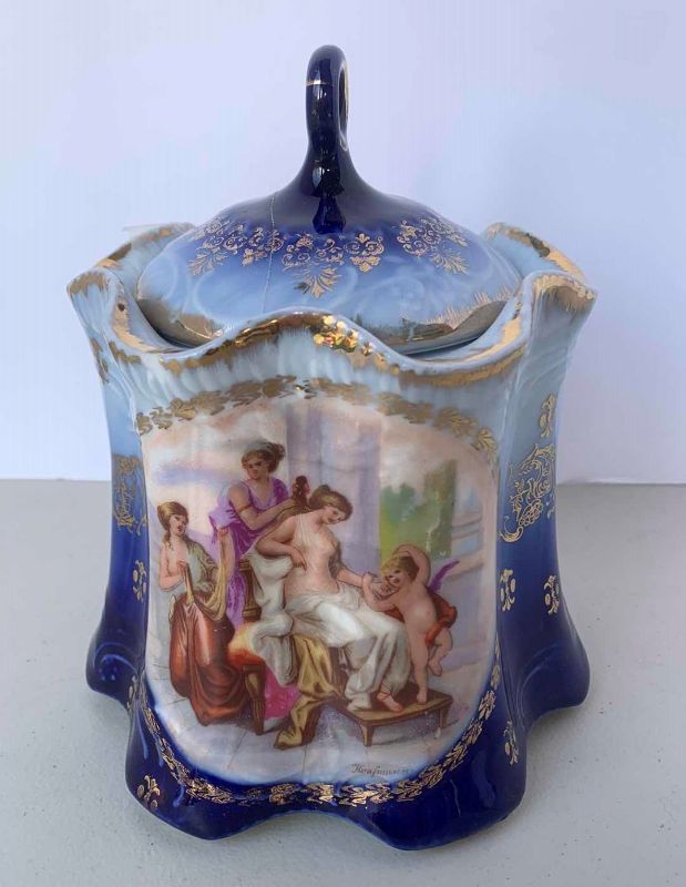 Photo 1 of ANTIQUE AUSTRIA PORCELAIN CANNISTER 