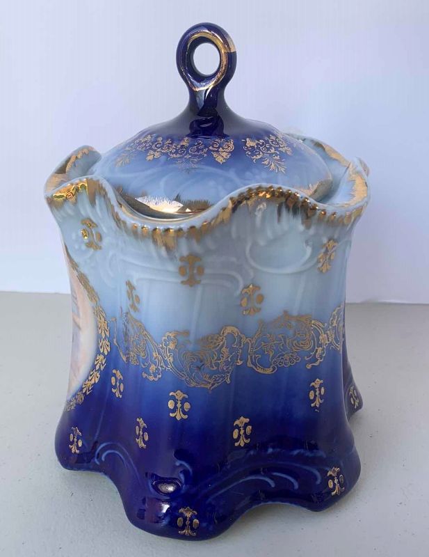 Photo 2 of ANTIQUE AUSTRIA PORCELAIN CANNISTER 