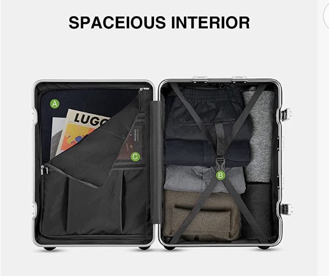 Photo 2 of NEW LUGGEX Hard Shell Carry On Luggage with Aluminum Frame - 100% PC No Zipper Suitcase - 4 Metal Corner Hassle-Free Travel (Hard Case Luggage) 