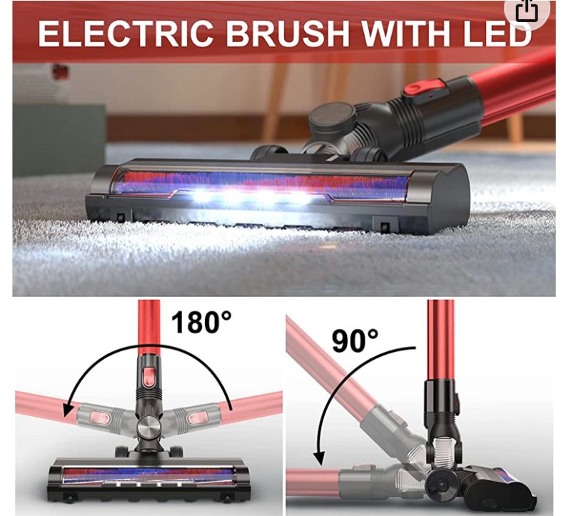 Photo 3 of NEW PRETTYCARE Cordless Vacuum Cleaner, 180W Powerful Suction Stick Vacuum with 35 min Long Runtime Detachable Battery, 4 in 1 Lightweight Quiet Vacuum Cleaner Perfect for Hardwood Floor Pet Hair. 