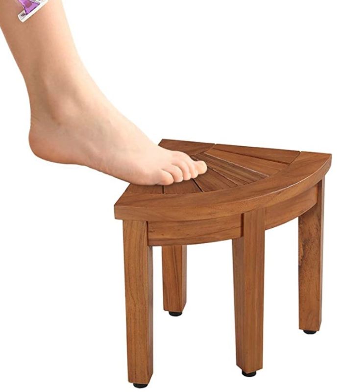 Photo 1 of 12" TEAK SHOWER FOOT STOOL, ASSEMBLY REQUIRED