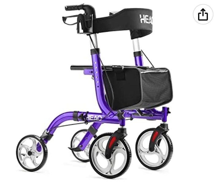Photo 1 of HEAO ROLLATOR WALKER,10" WITH CUP HOLDER, PADDED BACKREST AND COMPACT FOLDING DESIGN, PURPLE 