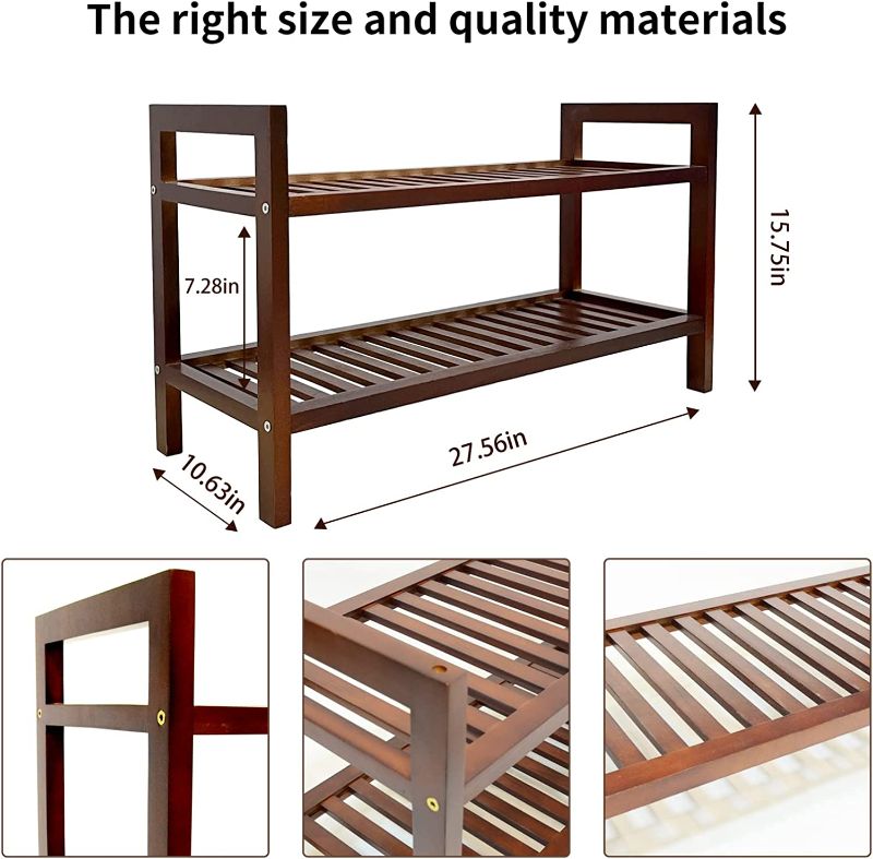 Photo 2 of ZRWD Wood Shoe Rack, 2 Tier Small Shoe Rack? Shoe Organizer for Closet, Entrance, Hallway, Living Room, Balcony