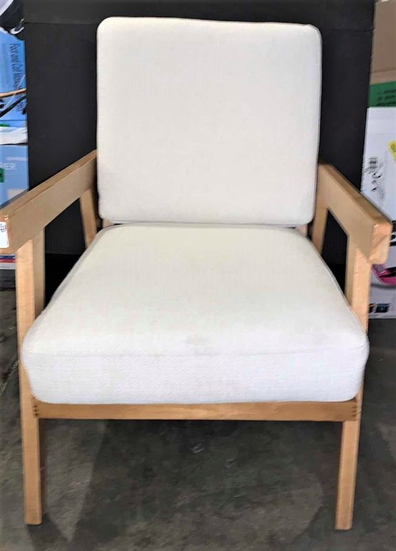 Photo 1 of GRANTSVILLE WOOD FRAME, OFF WHITE LINEN FABRIC OCCASIONAL CHAIR