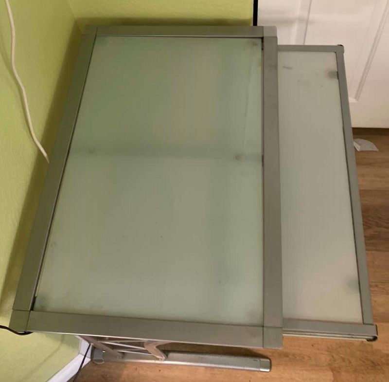 Photo 1 of METAL AND GLASS COMPUTER DESK WITH PULL OUT KEYBOARD SHELF 31” X  22” H29.5”