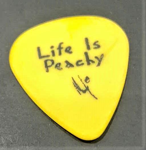 Photo 1 of COLLECTIBLE MEMORABILIA SIGNED GUITAR PICK, KORN LIFE IS PEACHY