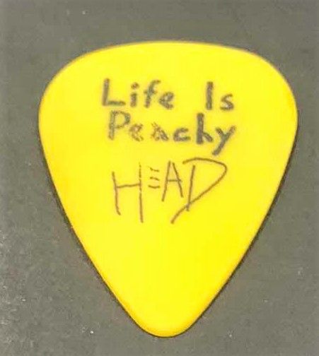 Photo 1 of COLLECTIBLE MEMORABILIA SIGNED GUITAR PICK, KORN LIFE IS PEACHY