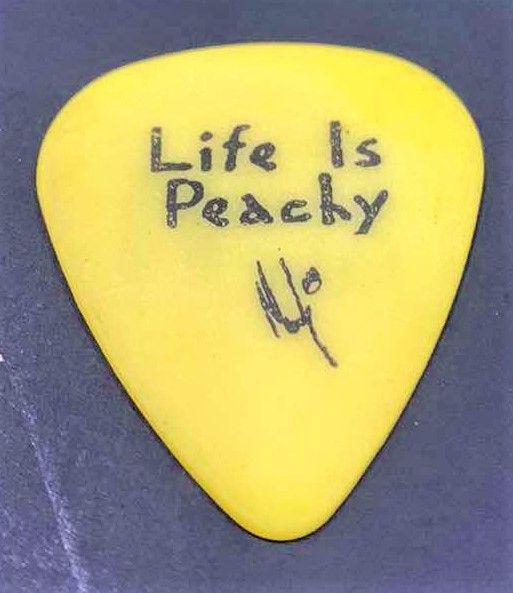 Photo 1 of COLLECTIBLE MEMORABILIA SIGNED GUITAR PICK, KORN LIFE IS PEACHY