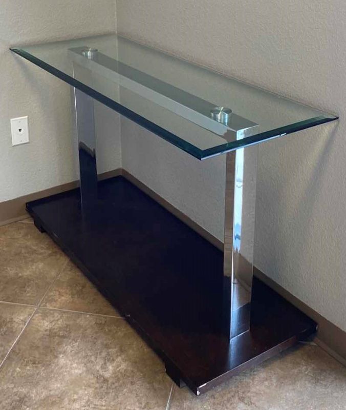 Photo 4 of CONSOLE BEVELED GLASS TABLE 48” X 18” X H29”