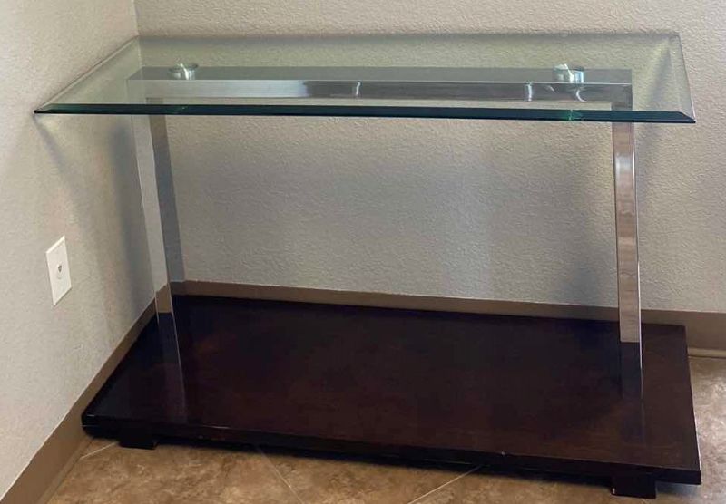 Photo 1 of CONSOLE BEVELED GLASS TABLE 48” X 18” X H29”