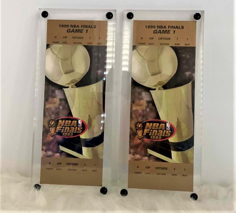 Photo 1 of COLLECTIBLE 1999 NBA GAME 1 TWO TICKETS MOUNTED IN ACRYLIC