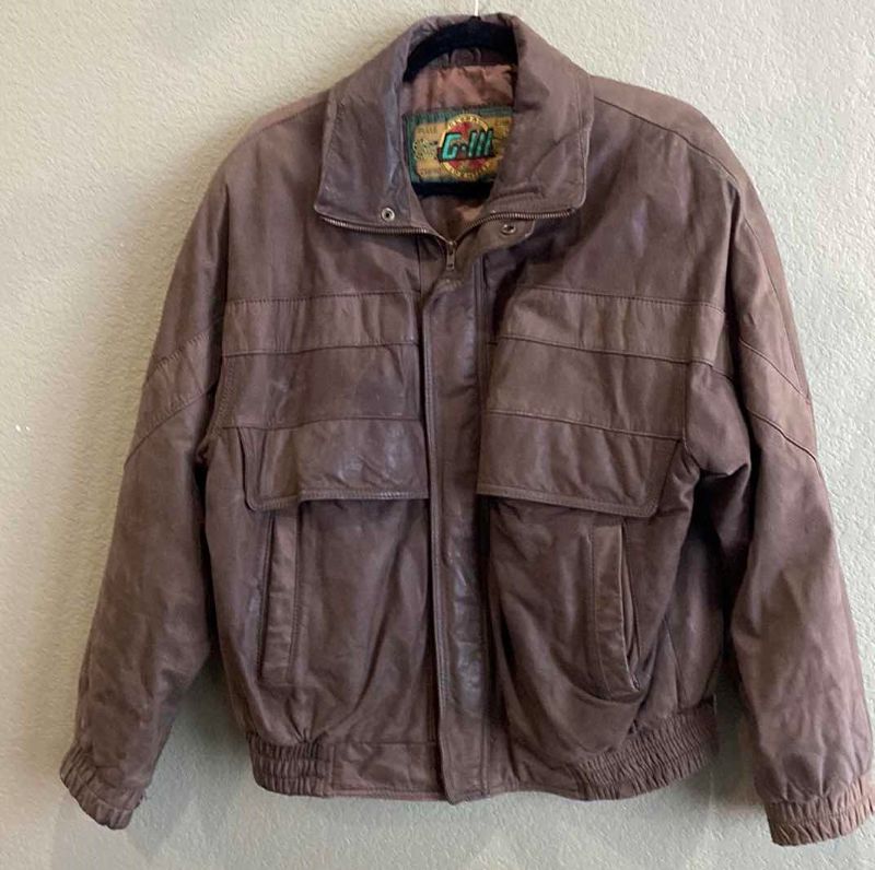 Photo 1 of MENS BROWN LEATHER BOMBER JACKET SIZE MEDIUM