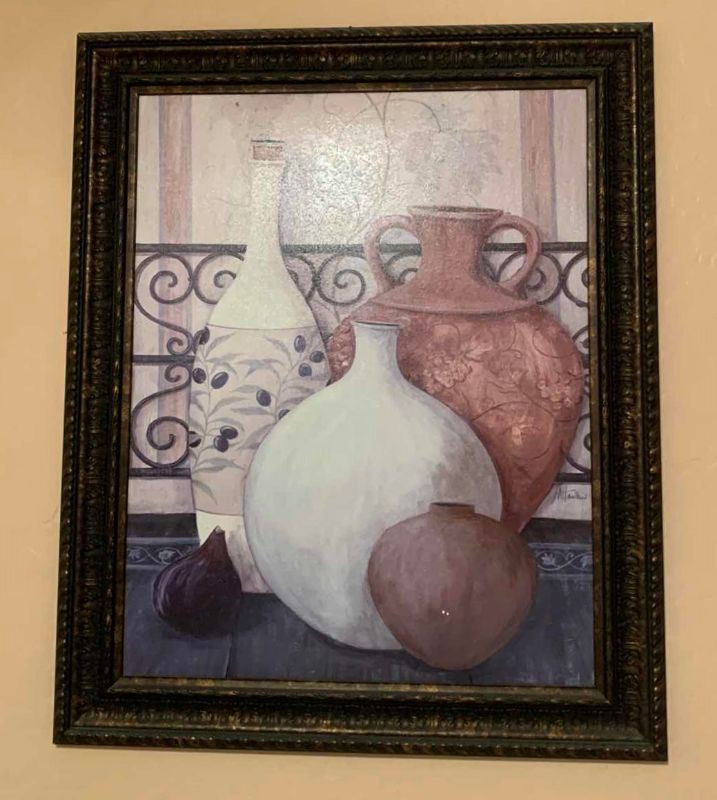 Photo 1 of ARTWORK  FRAMEFD EARTH TONE POTTERY  SIGNED 28” x 34”