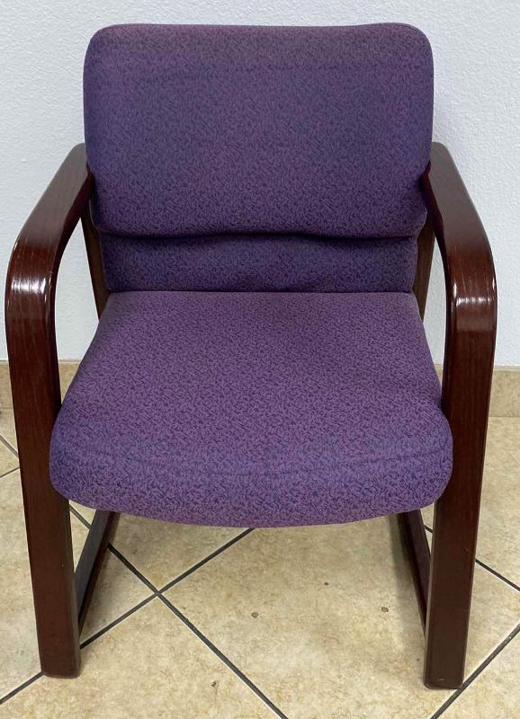 Photo 1 of HON PLUM BLUE AND MAHOGONY OFFICE CHAIR