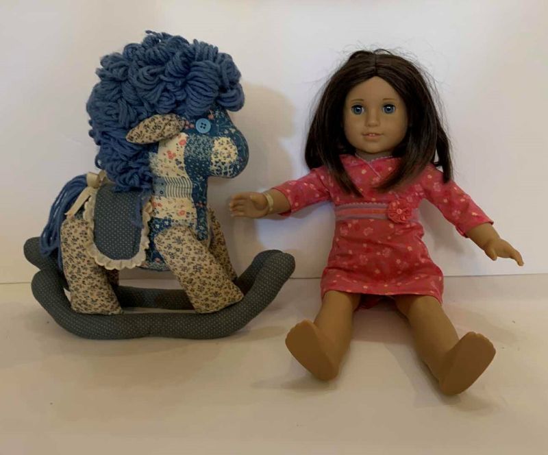 Photo 3 of VINTAGE ROCKING HORSE AND DOLL H18”