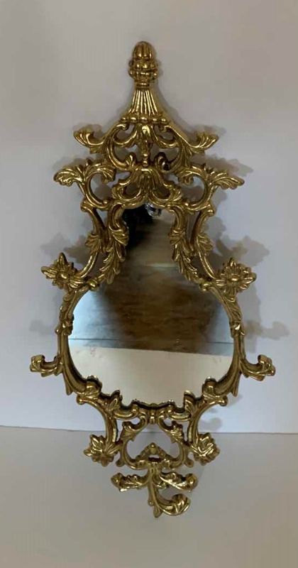 Photo 3 of THREE PIECE HOME DECOR, 2-GOLD MIRRORS AND CLOCK, OVAL MIRROR 10” x 12”