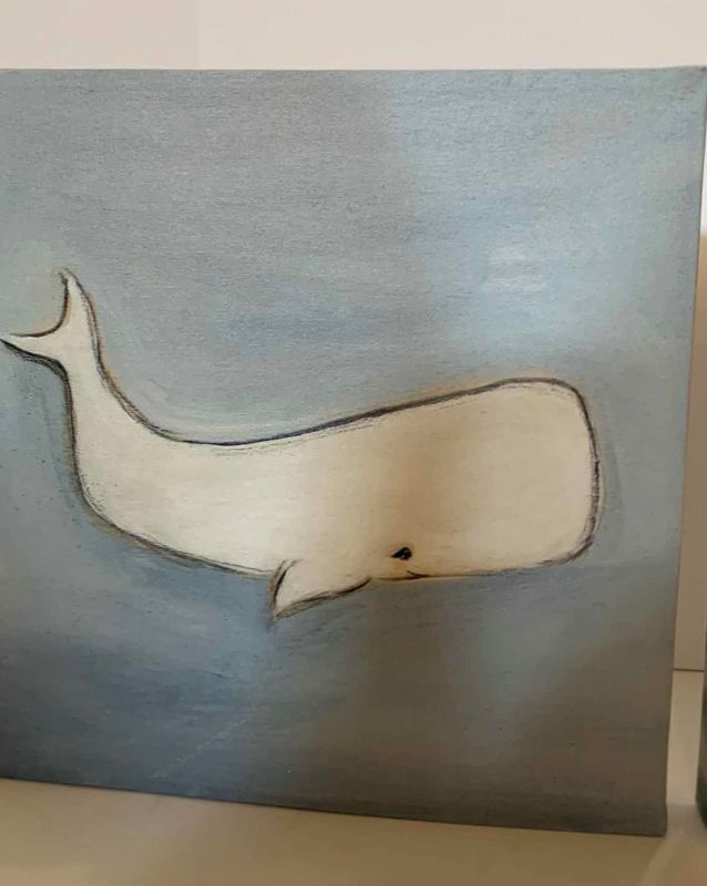 Photo 2 of CANVAS ARTWORK, WHALE AND NARWOL,  14” x 14”