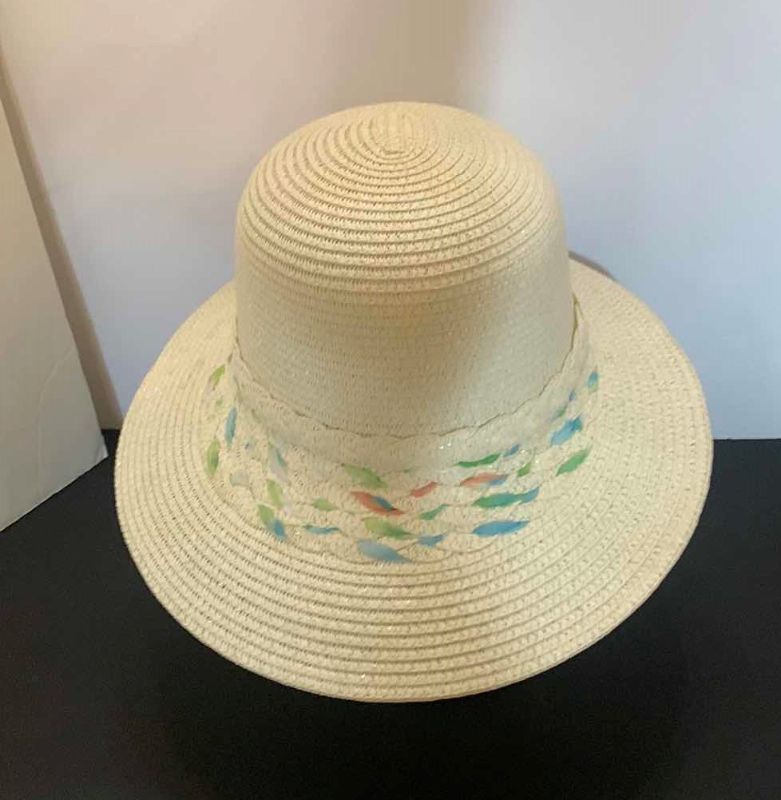 Photo 3 of THREE LADIES STRAW HATS WITH STAND