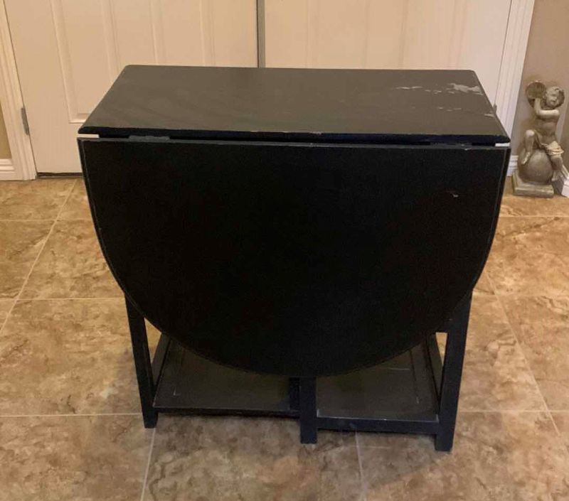 Photo 7 of ANTIQUE HALF SERVING TABLE W TWO DRAWERS (COULD BE USED AS A SMALL KITCHEN ISLAND) 33” x 17", 39”, H33”