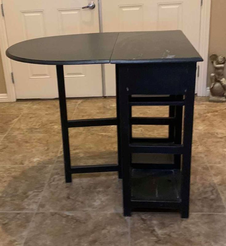 Photo 3 of ANTIQUE HALF SERVING TABLE W TWO DRAWERS (COULD BE USED AS A SMALL KITCHEN ISLAND) 33” x 17", 39”, H33”