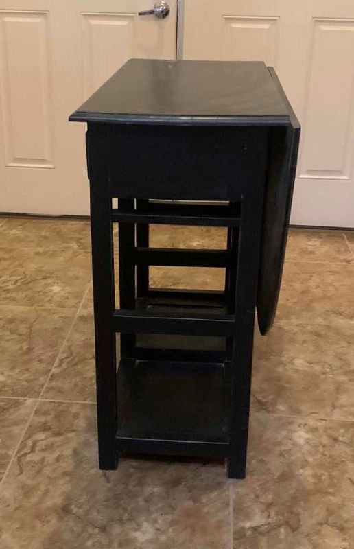 Photo 8 of ANTIQUE HALF SERVING TABLE W TWO DRAWERS (COULD BE USED AS A SMALL KITCHEN ISLAND) 33” x 17", 39”, H33”