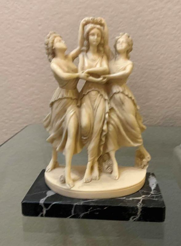 Photo 1 of “THE THREE GRACES” ALABASTER SCULPTURE, FROM ITALY H6.5 “