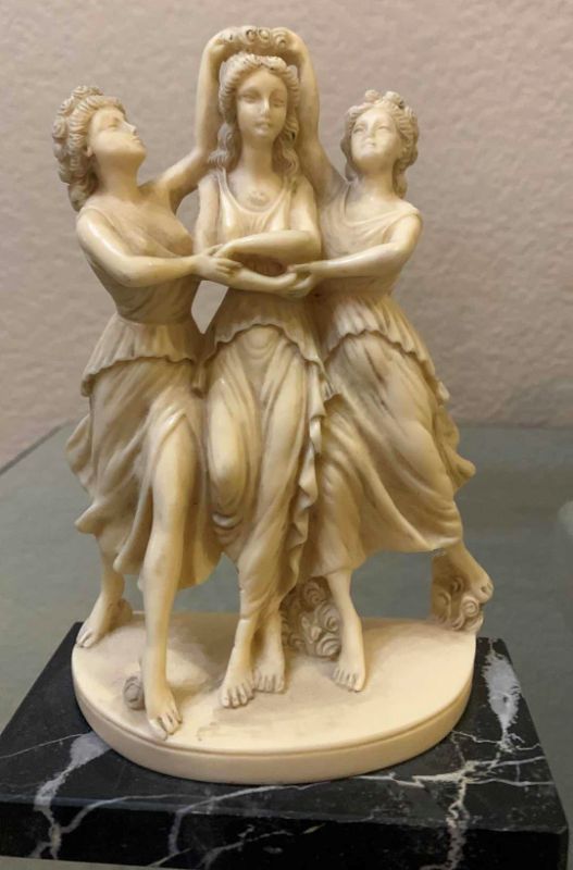 Photo 2 of “THE THREE GRACES” ALABASTER SCULPTURE, FROM ITALY H6.5 “