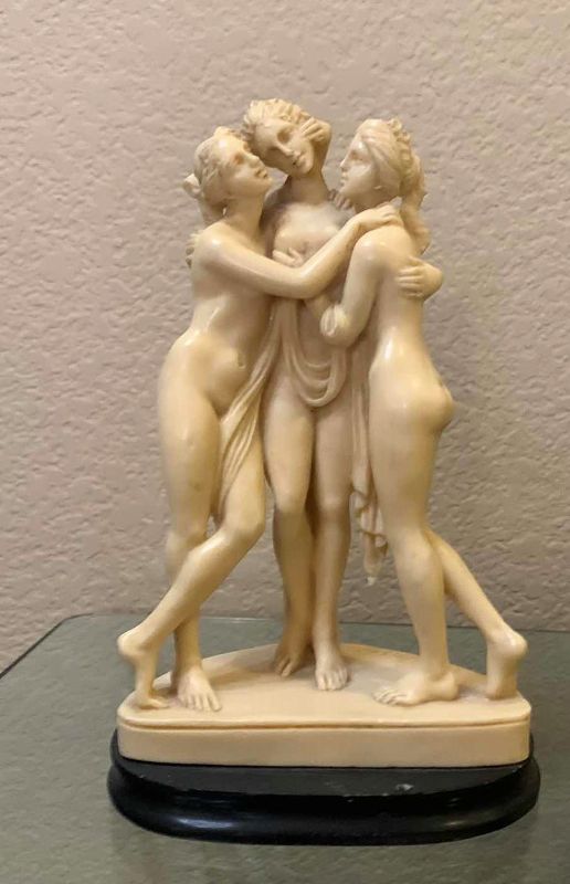 Photo 1 of “THE THREE GRACES” ALABASTER SCULPTURE, FROM ITALY H9”