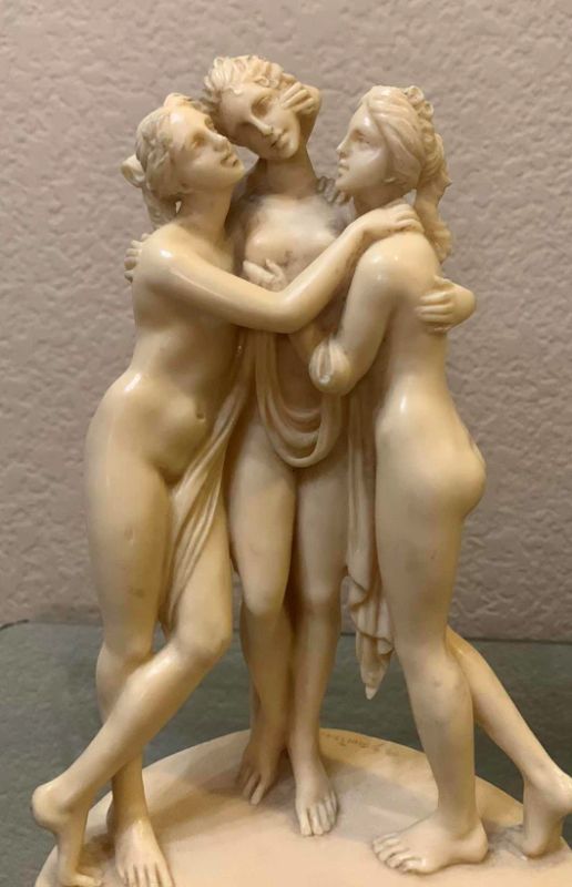 Photo 2 of “THE THREE GRACES” ALABASTER SCULPTURE, FROM ITALY H9”