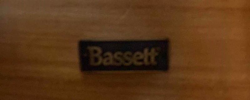 Photo 2 of BASSETT DISTRESSED 3 DRAWER WOOD NIGHT STAND 34” X 19” H32.5”