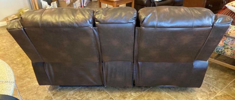 Photo 4 of BONDED LEATHER MANUAL RECLINING LOVESEAT WITH CONSOLE 74” (ONE SEAT RECLINES)