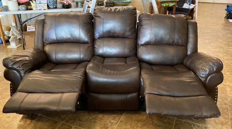 Photo 2 of BONDED LEATHER MANUAL RECLINING SOFA 79in