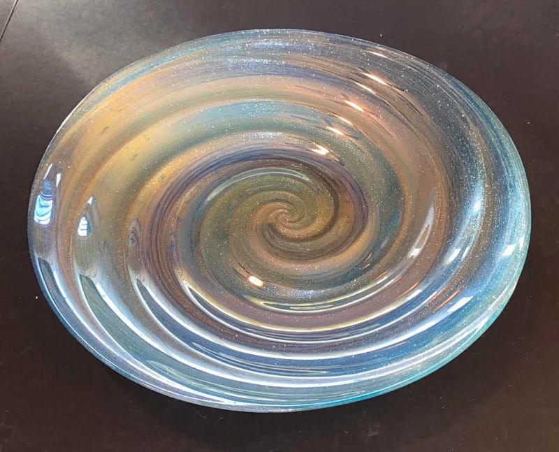 Photo 1 of 17" GLASS SWIRL DISPLAY BOWL